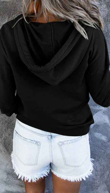 Dropped Shoulder Long Sleeve Hoodie with Pocket