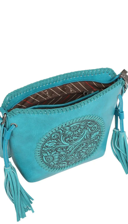 Montana West Tooled Collection Saddle Bag - Turquoise