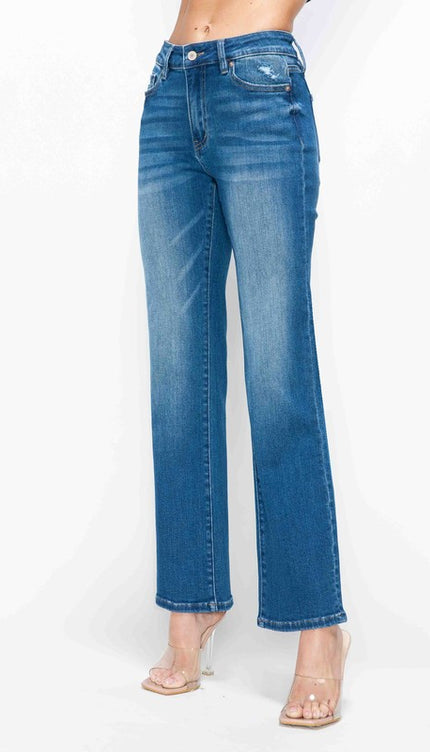 bytos Full Size Cat's Whiskers High Rise Straight Jeans