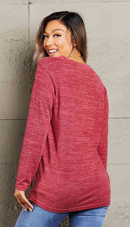 Mandy Notched Neck Long Sleeve Top