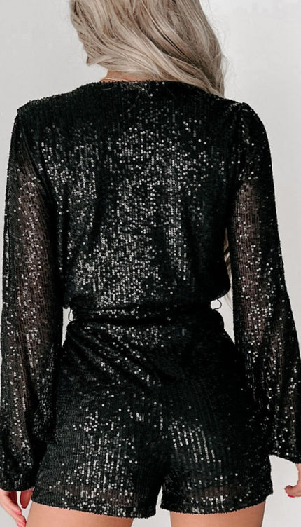 Sequin Long Sleeve Romper