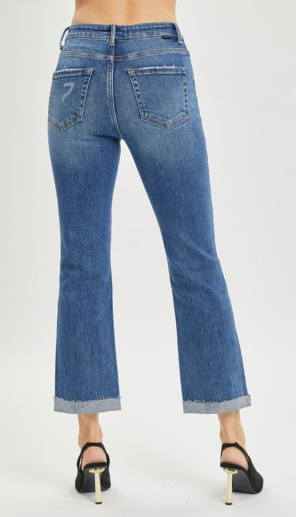 RISEN Full Size Button Fly Cropped Bootcut Jeans