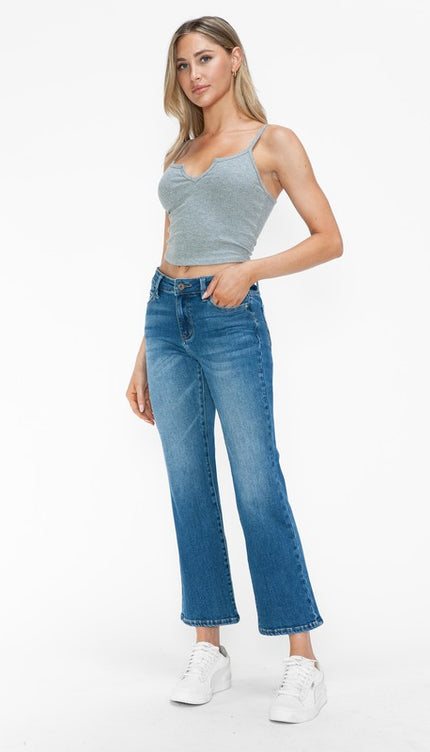 bytos Full Size Cat's Whiskers Mid Rise Ankle Jeans