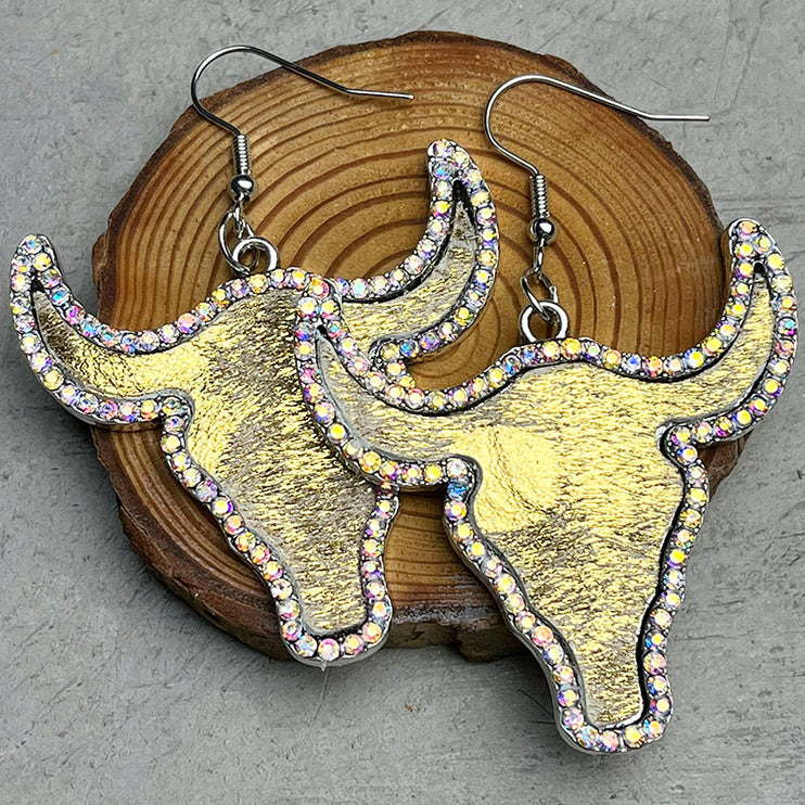 Modish Rhinestone Bull Earrings