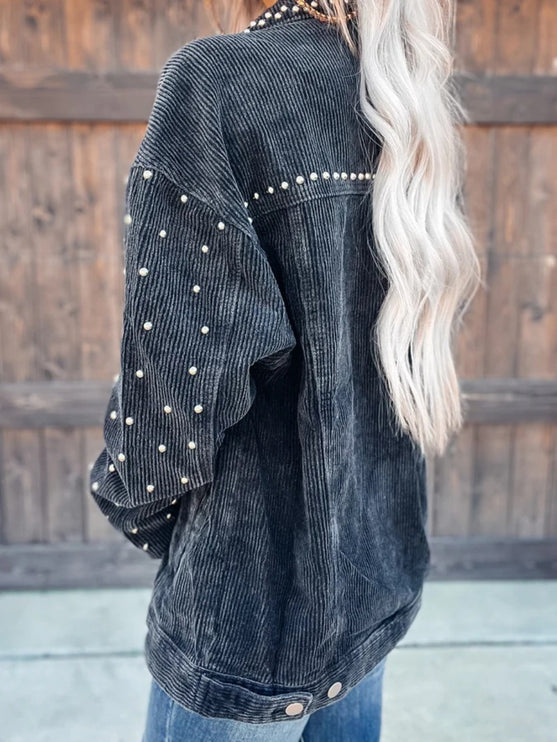 Modish Studded Collar Button Down Jacket