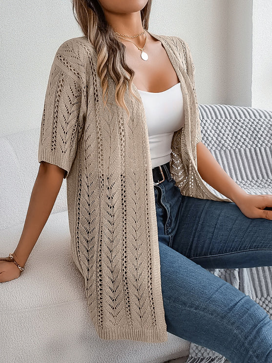 Modish Openwork Half Sleeve Cardigan