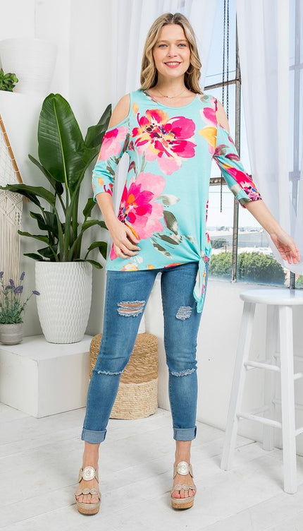 Floral Cold Shoulder Top - Stylish Allover Print | Modish