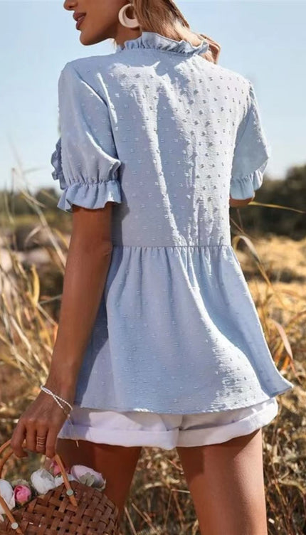 Modish Frill V-Neck Blouse