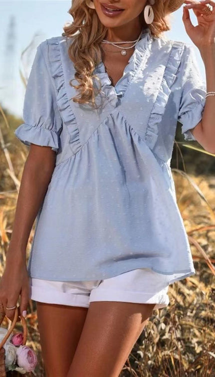 Modish Frill V-Neck Blouse