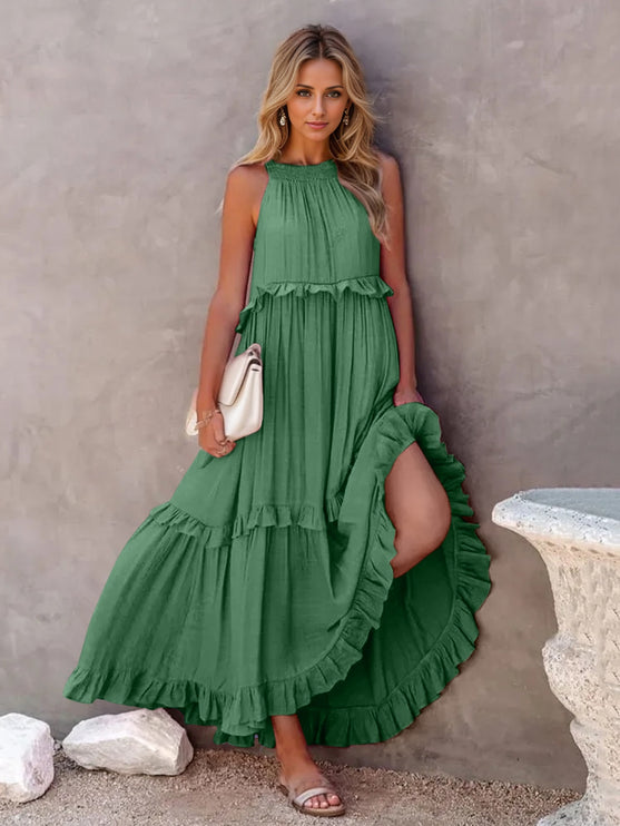 Modish Tiered Maxi Dress with Pockets