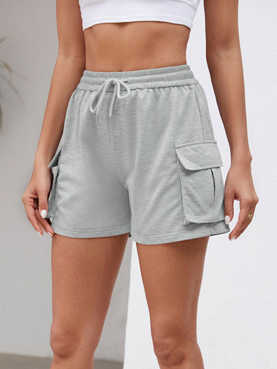 Modish Elastic Waist Shorts with Pockets