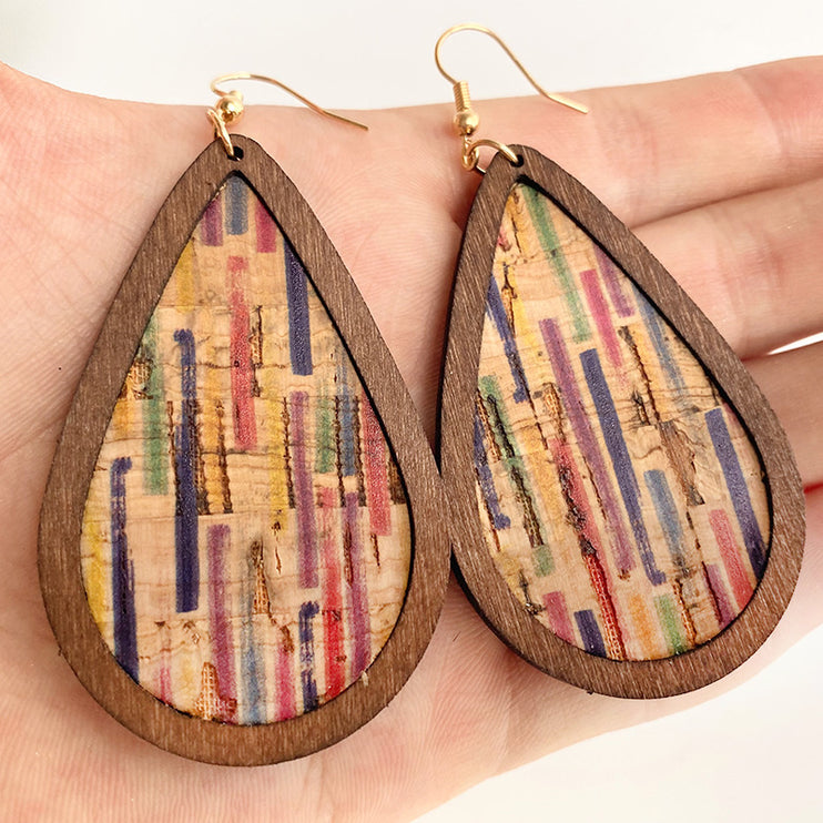 Modish Wood Teardrop Drop Earrings