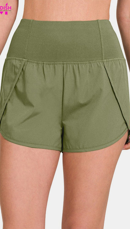 Zenana High-Waisted Zippered Back Pocket Active Shorts-Modish