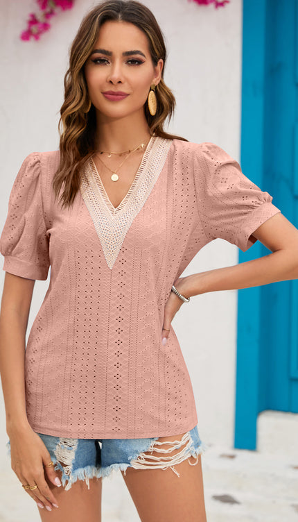 Modish Rustic Chic Eyelet Top