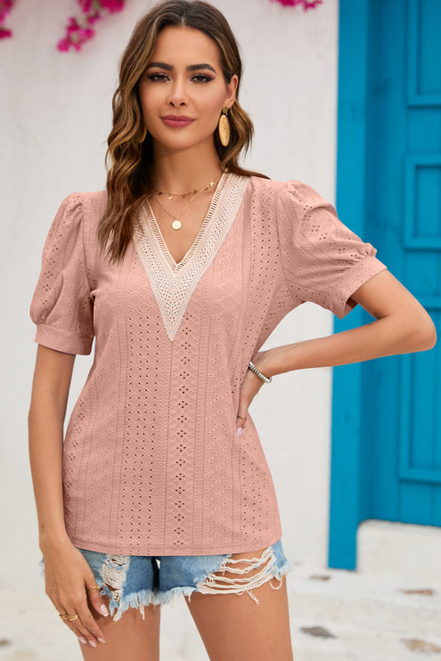 Modish Rustic Chic Eyelet Top