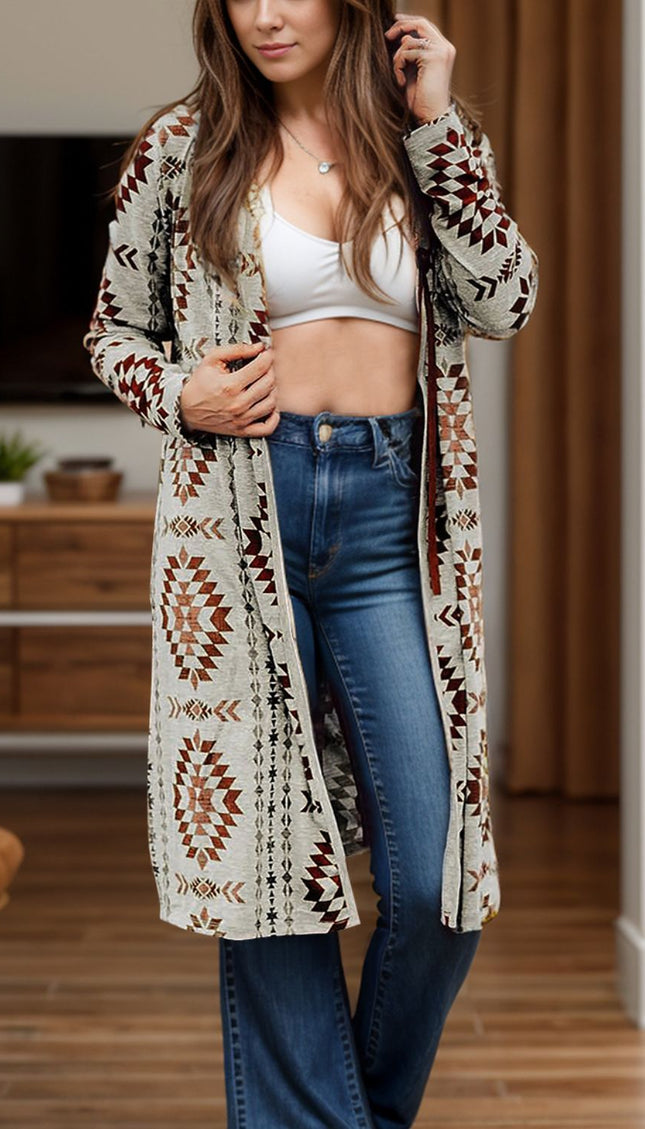 Geometric Long Sleeve Cardigan