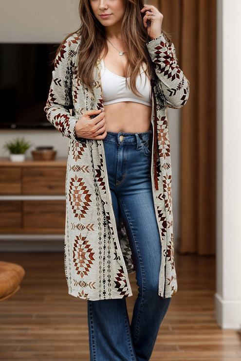 Geometric Long Sleeve Cardigan