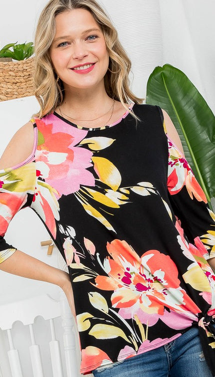 Floral Cold Shoulder Top - Stylish Allover Print | Modish