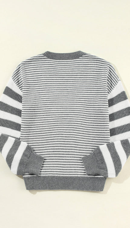 Striped Dropped Shoulder Sweater