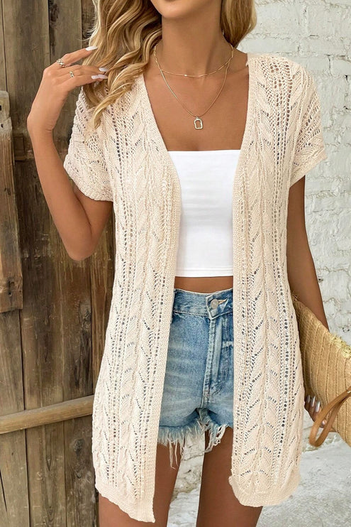 Modish Openwork Short Sleeve Cardigan