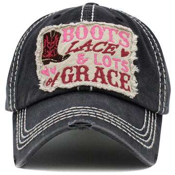 Boots Lace & Lots of Grace Hat -Black