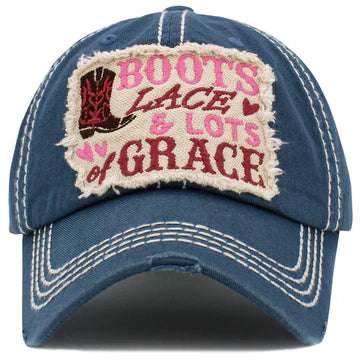 Boots Lace & Lots of Grace Hat- Blue