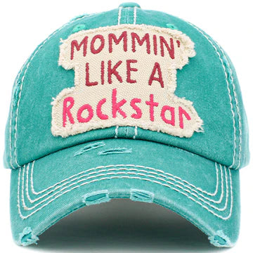 Mommin Like A Rockstar Hat - Turquoise