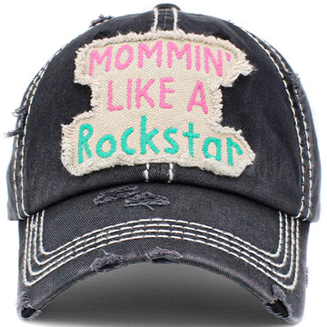 Mommin Like a Rockstar Hat - Black