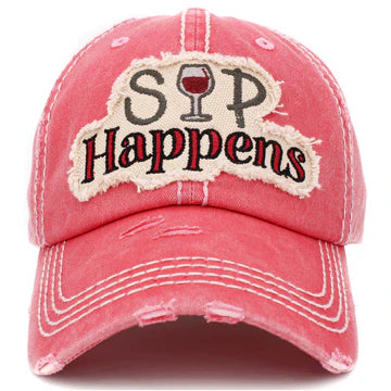 Sip Happens Hat - Hot Pink