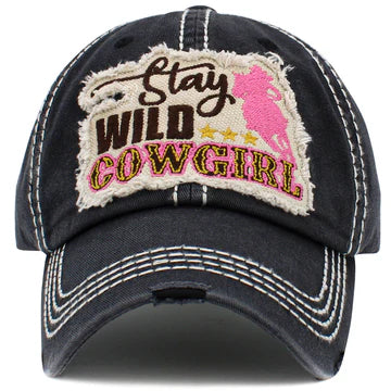 Stay Wild Cow Girl Hat - Black