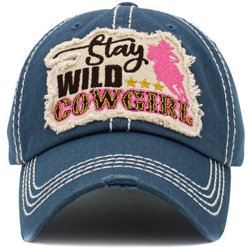 Stay Wild Cow Girl Hat - Blue