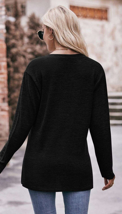 Mandy Notched Neck Long Sleeve Top