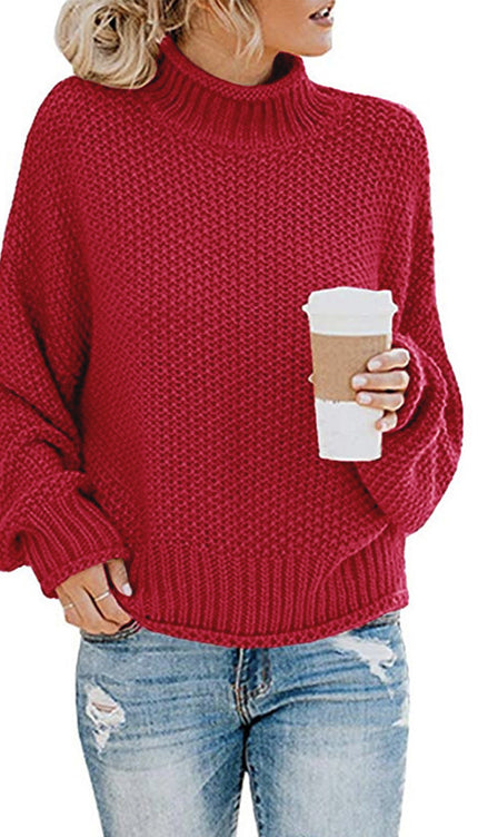 Turtleneck Dropped Shoulder Sweater