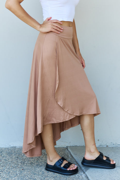 Ninexis First Choice High Waisted Flare Maxi Skirt in Camel-Modish