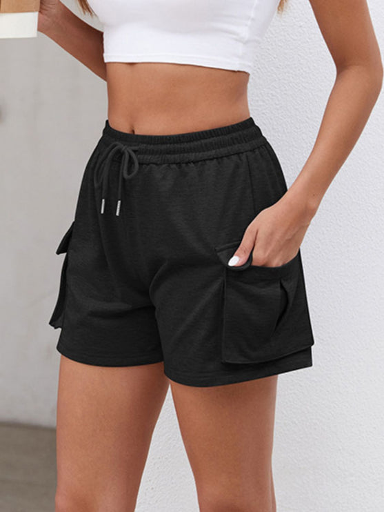 Modish Elastic Waist Shorts with Pockets