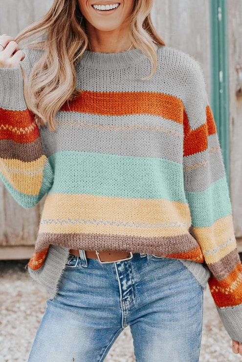 Color Block Round Neck Sweater