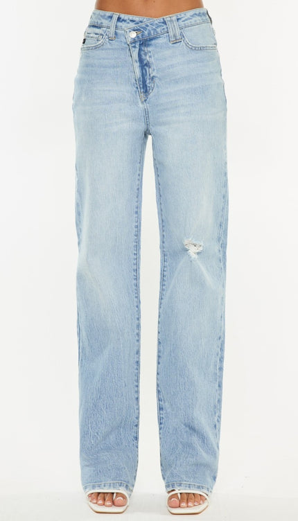 Kancan Distressed High Waist Straight Jeans