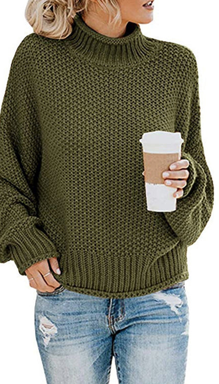 Turtleneck Dropped Shoulder Sweater