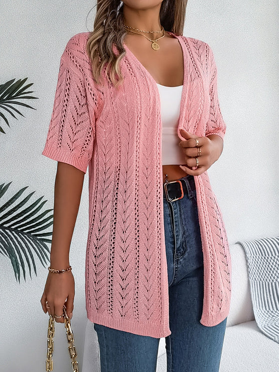 Modish Openwork Half Sleeve Cardigan