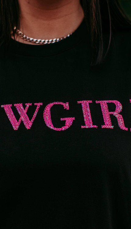 Cowgirl 3D Pink Sequin Embroidered Tee