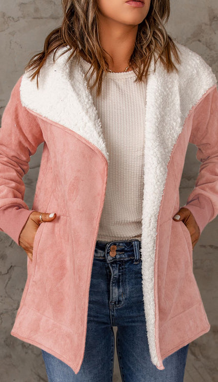 Open Front Long Sleeve Sherpa Jacket