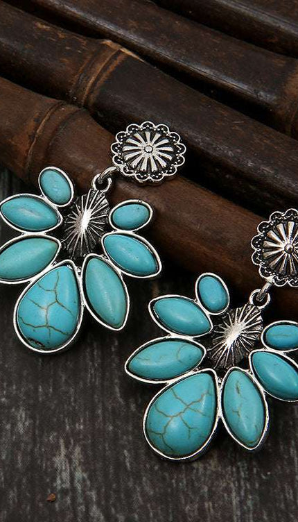 Artificial Turquoise Flower Earrings