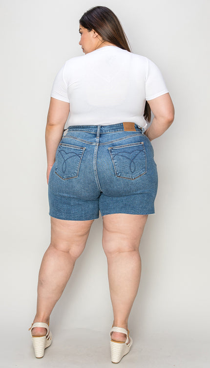 Judy Blue Full Size High Waist Slim Denim Shorts-Modish