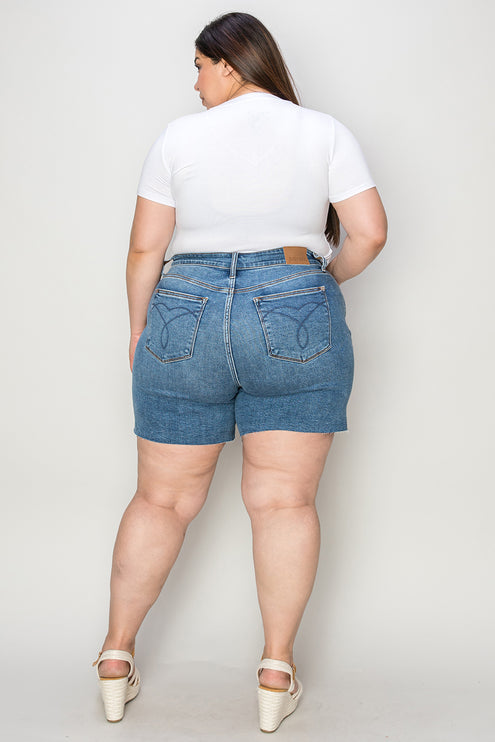 Judy Blue Full Size High Waist Slim Denim Shorts-Modish