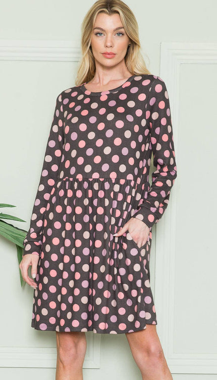 Polka Dot Dress with Pockets | Cross-Back Design | Modish 