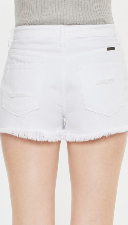 Kancan Raw Hem Distressed Denim Shorts-Modish