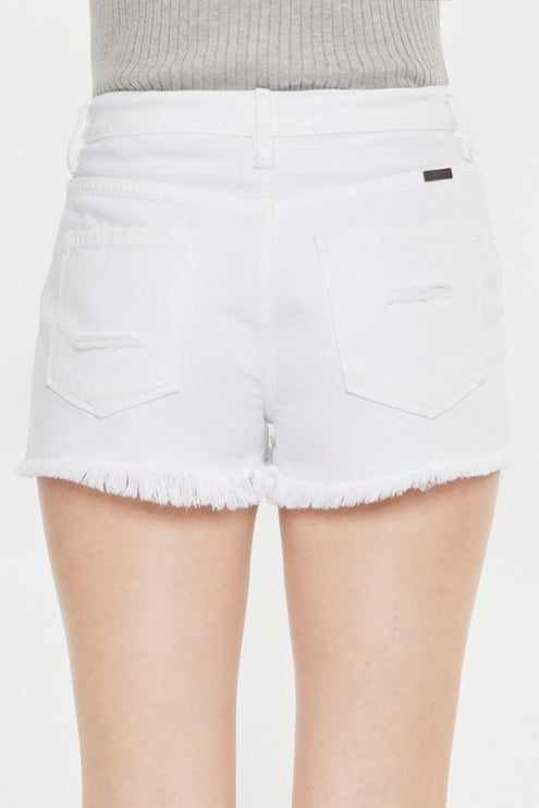 Kancan Raw Hem Distressed Denim Shorts-Modish