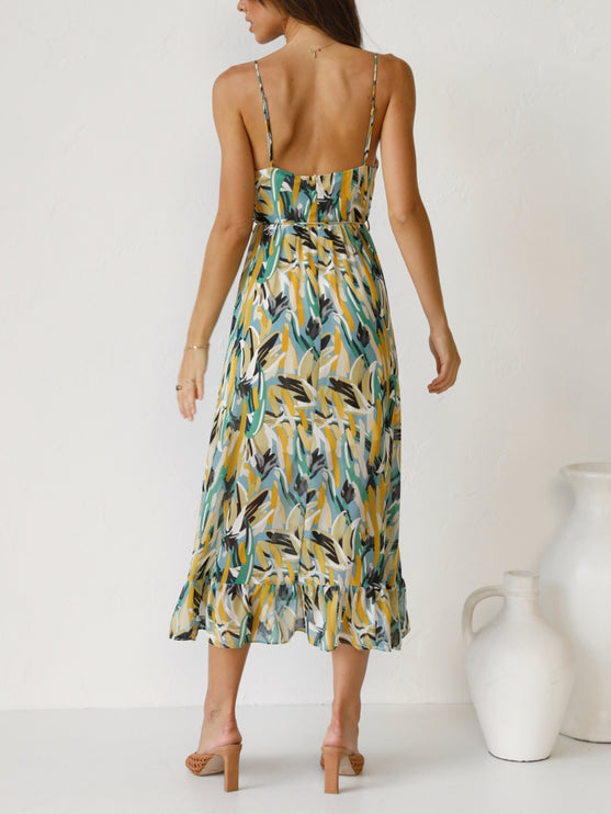 Modish Rustic Chic Print Midi Cami Dress