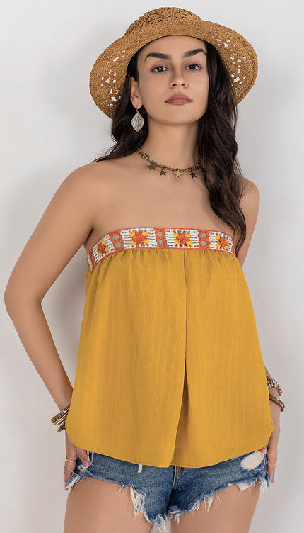 Modish Rustic Chic Embroidered Tube Top