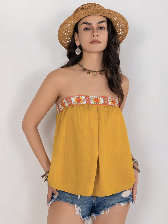 Modish Rustic Chic Embroidered Tube Top